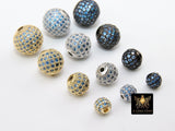 CZ Micro Pave Blue Ball, Gold 6 mm, 8 mm