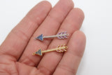 CZ Micro Pave Arrow Connectors, Gold, Silver Arrowhead Rainbow Cubic Zirconia