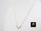 14 k Gold Filled Zodiac Necklace, Rainbow Astrology Thick Cable Choker, Clear Cubic Zirconia