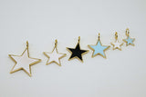 Star Charms and Pendants, Small or Large Gold Starburst in White, Black or Baby Blue Enamel Big Hole Bails