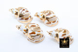 Gold Edge Conch Seashell Charm, Gold Dipped Babylon Shell #951, Cut Out Beach Nautical Ocean Pendants