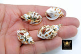 Gold Edge Conch Seashell Charm, Gold Dipped Babylon Shell #951, Cut Out Beach Nautical Ocean Pendants