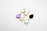 Teardrop Charm Connectors, 2 Pcs Oval Charms Gold Plated White/Black/Purple/Clear Pendants for DIY Earrings/Bracelet/Necklace