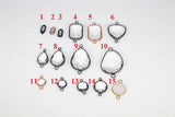 Teardrop Charm Connectors, 2 Pcs Oval Charms Rose Gold or Black Charms and Links for DIY Earrings, Bracelet