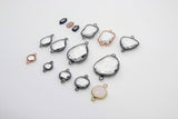 Teardrop Charm Connectors, 2 Pcs Oval Charms Rose Gold or Black Charms and Links for DIY Earrings, Bracelet