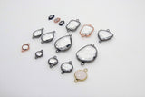 Teardrop Charm Connectors, 2 Pcs Oval Charms Rose Gold or Black Charms and Links for DIY Earrings, Bracelet