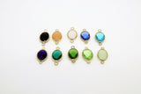 Teardrop Charm Connectors, 2 Pcs Oval Egg Charms Gold in Blue, Green