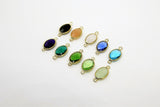 Teardrop Charm Connectors, 2 Pcs Oval Egg Charms Gold in Blue, Green