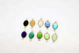 Teardrop Charm Connectors, 2 Pcs Oval Egg Charms Gold in Blue, Green