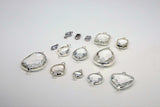 Teardrop Charm Connectors, 2 Pcs Clear Silver Links in Rectangles, Diamond
