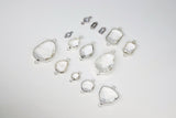 Teardrop Charm Connectors, 2 Pcs Clear Silver Links in Rectangles, Diamond