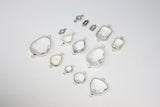 Teardrop Charm Connectors, 2 Pcs Clear Silver Links in Rectangles, Diamond