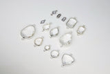Teardrop Charm Connectors, 2 Pcs Clear Silver Links in Rectangles, Diamond
