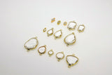Teardrop Charm Connectors, 2 Pcs Gold Links in Rectangles, Diamond