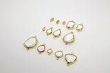 Teardrop Charm Connectors, 2 Pcs Gold Links in Rectangles, Diamond