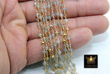 22k Gold Plated Real Labradorite Gemstone Rosary, Gold Pyrite Diamond Cut 4 mm Unfinished Jewelry Chain