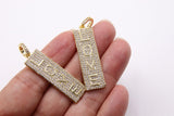 CZ Micro Pave Love Words Charms, Gold Rectangle Oblong Rectangle Pendants #558, Inspirational Dog Tags Long Stick Bar for Necklace Earrings - 5 Gold Love