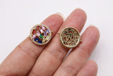 CZ Micro Pave Baguette Disc Connector, Gold Rainbow Round Circle Charms, LGBT Pride 2 Loops for Bracelet