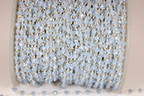 Baby Blue Chalcedony AB Rosary Gold Chain, Silver Wire Wrapped Chains CH #325, 4 mm Beaded Unfinished
