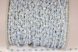 Baby Blue Chalcedony AB Rosary Gold Chain, Black or Silver Wire Wrapped Chains CH #325, 4 mm Beaded Unfinished