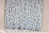 Baby Blue Chalcedony AB Gold Chain, Black or Silver Wire Wrapped Chains CH# 325, 4 mm Beaded Unfinished