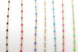 Dainty Beaded Satellite Enamel Chain, Rainbow Jewelry Chain CH #621,By Yard Unfinished, Gold 18 Color