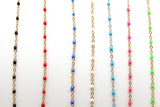 Dainty Beaded Satellite Enamel Chain, Rainbow Jewelry Chain CH #621,By Yard Unfinished, Gold 18 Color