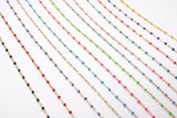 Dainty Beaded Satellite Enamel Chain, Rainbow Jewelry Chain CH #621,By Yard Unfinished, Gold 18 Color