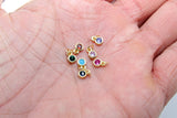 CZ Solitaire Charms, 3 Pcs 4 mm x 6 mm CZ Solitaire Dangles, Cubic Zircon in Blue Turquoise