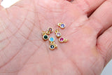 CZ Solitaire Charms, 3 Pcs 4 mm x 6 mm CZ Solitaire Dangles, Cubic Zircon in Blue Turquoise