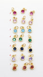 CZ Solitaire Charms, 3 Pcs 4 mm x 6 mm CZ Solitaire Dangles, Cubic Zircon in Blue Turquoise