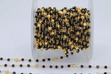 Clear Quartz Chain, 4 mm Gold Pyrite Beaded Chain CH #446, Boho Jewelry Chains