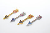 CZ Micro Pave Arrow Connectors, Gold, Silver Arrowhead Rainbow Cubic Zirconia