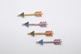 CZ Micro Pave Arrow Connectors, Gold, Silver Arrowhead Rainbow Cubic Zirconia