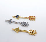 CZ Micro Pave Arrow Connectors, Gold, Silver Arrowhead Rainbow Cubic Zirconia