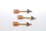 CZ Micro Pave Arrow Connectors, Gold, Silver Arrowhead Rainbow Cubic Zirconia