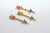 CZ Micro Pave Arrow Connectors, Gold, Silver Arrowhead Rainbow Cubic Zirconia