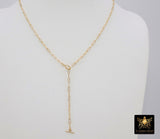 14 K Gold Toggle Double Wrap Necklace, Large Rectangle Drawn Chain with Lobster Clasp