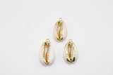 Cowrie Seashell Charm, Gold Edged Nautical Seashells Connectors #901, Beach Ocean Shell Charms Bracelet