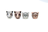 CZ Micro Pave Tiger Head Bead Charm, Leopard Head, Panther Cat Head Bead