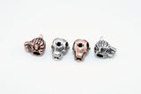 CZ Micro Pave Tiger Head Bead Charm, Leopard Head, Panther Cat Head Bead