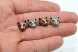 CZ Micro Pave Tiger Head Bead Charm, Leopard Head, Panther Cat Head Bead