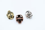 CZ Micro Pave Skull Head Large Beads, Cross Black Pave Bracelet Beads, Antique Gold