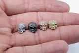 CZ Micro Pave Skull Head Beads, Rose, Gold