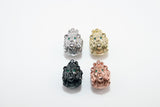 CZ Micro Pave Tiger Head Bead, Lion King Crown Head, Green Eye Panther Cat