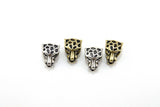 CZ Micro Pave Tiger Head Bead Charm, Leopard Head CZ Eye Panther Cat Heads #914, Antique Copper Gold