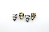 CZ Micro Pave Tiger Head Bead Charm, Leopard Head CZ Eye Panther Cat Heads #914, Antique Copper Gold