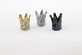 CZ Micro Pave Crown Shaped Beads, Blue Turquoise King Crown Spacer #913, Beaded Bracelets Necklaces