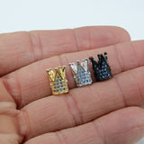 CZ Micro Pave Crown Shaped Beads, Aquamarine King Crown Spacer for Beaded Bracelets Necklaces, Gold