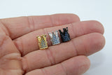 CZ Micro Pave Crown Shaped Beads, Sapphire Blue King Crown Spacer, Black Beaded King Crowns